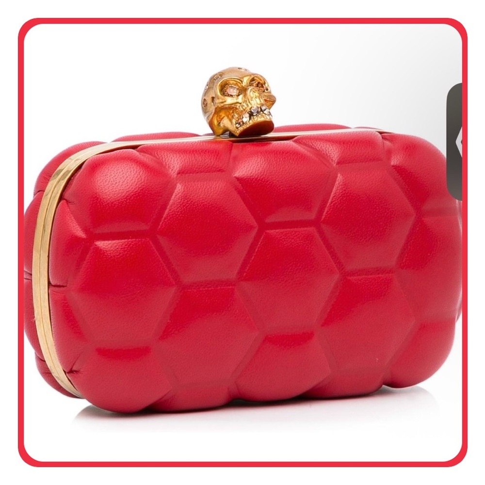 Alexander McQueen Red Geometric Skull Clutch